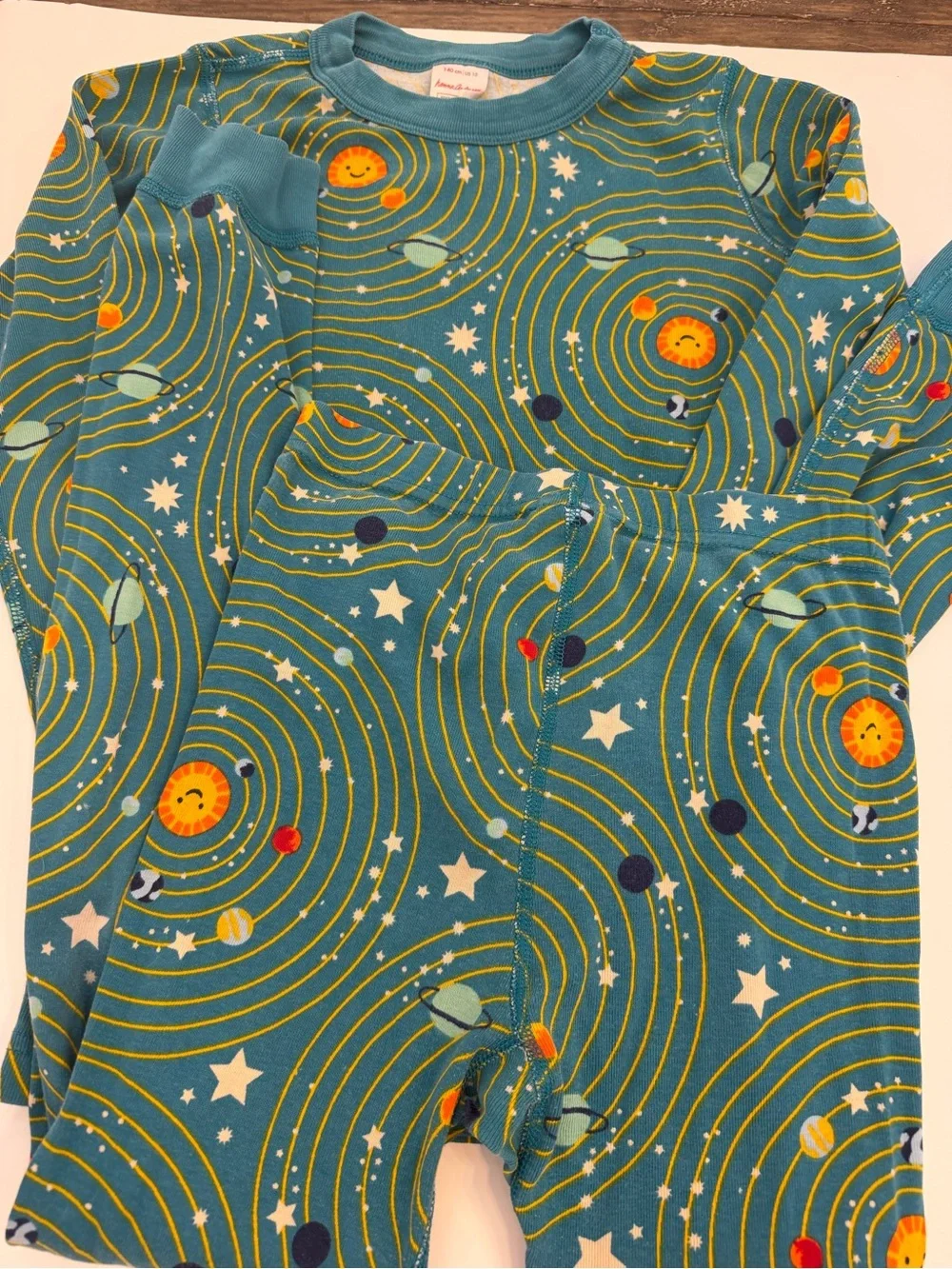 Hanna Andersson Teal Space Solar System Pajama Set size 140